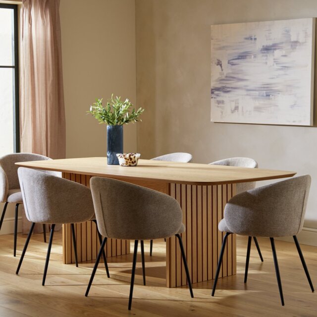 Habitat Crishel Oak Dining Table And 6 Natural Chairs - image 1
