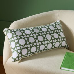 Habitat Bamboo Print Cushion White & Green - 60x30cm - thumbnail 1