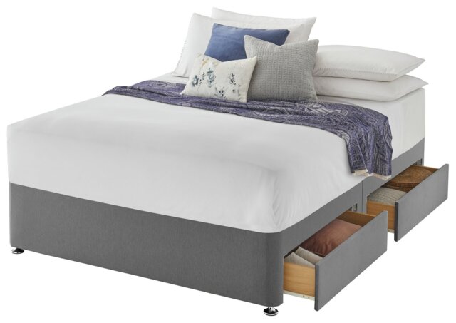 Silentnight Small Double 4 Drawer Divan Bed Base - Grey - image 1