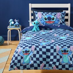 Disney Stitch Checkerboard Blue Kids Bedding Set - Toddler