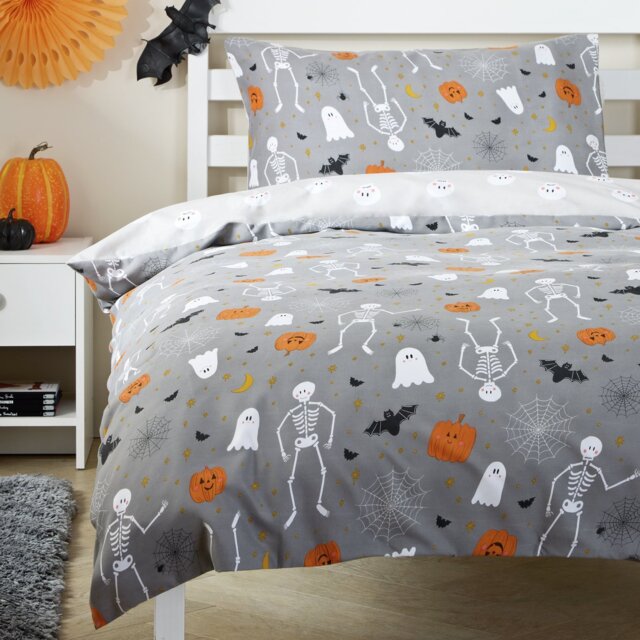 Argos Home Happy Halloween Grey Kids Bedding Set - Single - image 1