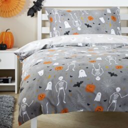 Argos Home Happy Halloween Grey Kids Bedding Set - Single - thumbnail 1