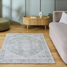 Habitat Vintage Effect Green Flatweave Rug - 120x170cm