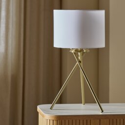 Argos Home Tripod Table Lamp - White & Brass - thumbnail 2