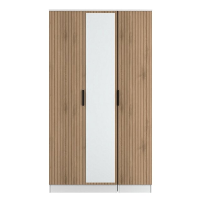 Livara ReadyAssembled Tofino 3 Door Mirror Wardrobe-WhiteOak - image 1