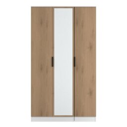 Livara ReadyAssembled Tofino 3 Door Mirror Wardrobe-WhiteOak - thumbnail 1