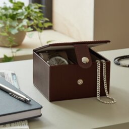 Argos Home Brown Faux Leather Mens Jewellery Box - thumbnail 2