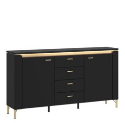 Furniture To Go Genoa 2 Door 4 Drawer Sideboard - Black Matt/Gold - thumbnail 2