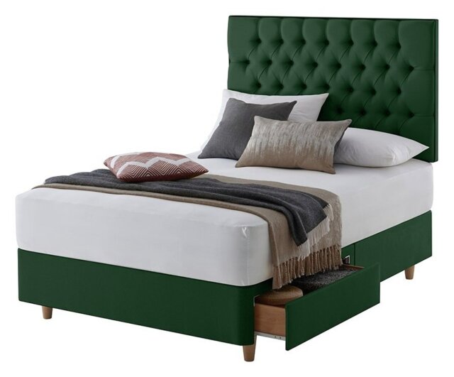 Silentnight Sassaria Double 2 Drawer Divan Set - Green - image 1