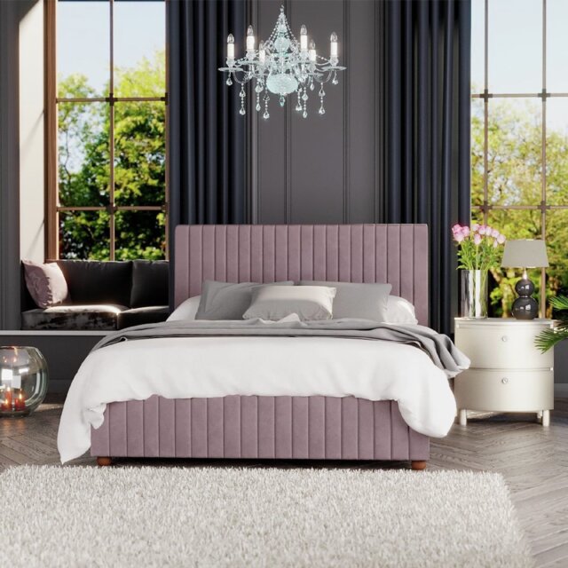 LLB Estella Velvet Double Ottoman Bedframe - Blush - image 1