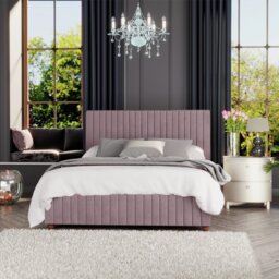 LLB Estella Velvet Double Ottoman Bedframe - Blush - thumbnail 1