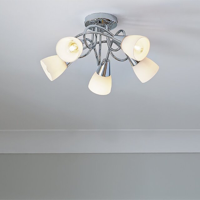 Argos Home Curico 5 Light Ceiling Light - Chrome & Glass - image 1