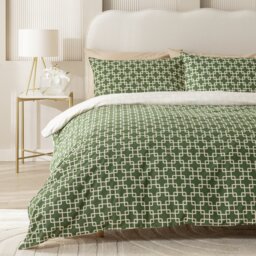 Habitat Geo Trellis Print Green Bedding Set - Double