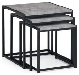 Julian Bowen Staten Nest of 3 Tables - Black & Grey - thumbnail 1