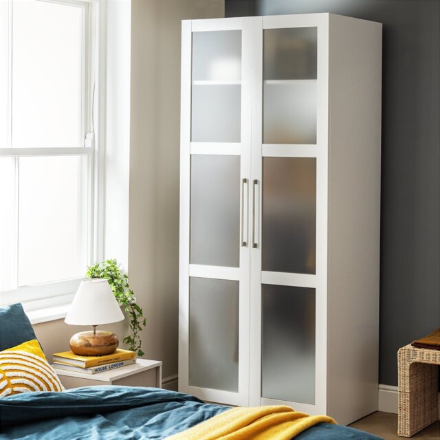 Habitat Hamburg 2 Door Double Glass Wardrobe - White - image 1