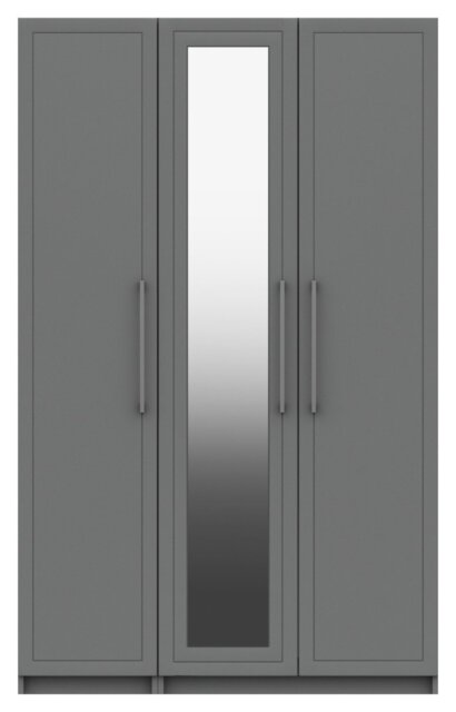 Hatfield 3 Door Mirror Wardrobe - Grey Gloss - image 1