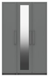 Hatfield 3 Door Mirror Wardrobe - Grey Gloss - thumbnail 1