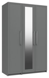 Hatfield 3 Door Mirror Wardrobe - Grey Gloss - thumbnail 2