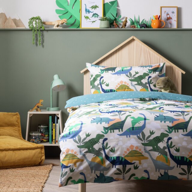 Habitat Little Dino White Kids Bedding Set Single by Argos