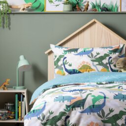 Habitat Little Dino White Kids Bedding Set - Single - thumbnail 2
