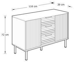 GFW Nervata 2 Door 3 Drawer Sideboard - Ivory - thumbnail 2
