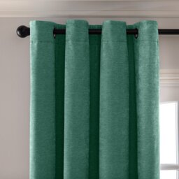 Habitat Thermal Chenille Blackout Eyelet Curtains - Green -117x137cm