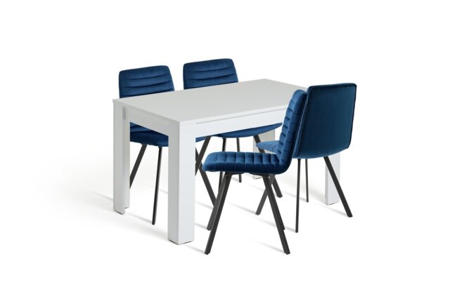 Argos Home Miami White Dining Table & 4 Blue Chairs - image 1