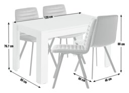 Argos Home Miami White Dining Table & 4 Blue Chairs - thumbnail 2