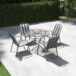 Pacific Savoy 4 Seater Metal Patio Set with Cushions - Grey - thumbnail 1