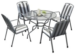 Pacific Savoy 4 Seater Metal Patio Set with Cushions - Grey - thumbnail 2
