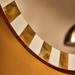 Habitat Checkered Brown Resin Round Wall Mirror - 50cm - thumbnail 2