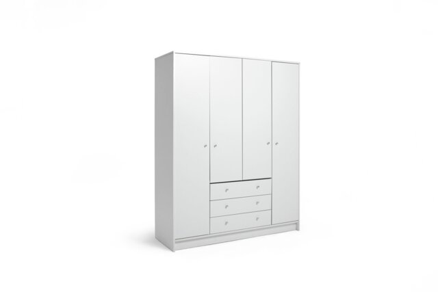 Argos Home Malibu 4 Door 3 Drawer Wardrobe - White - image 1