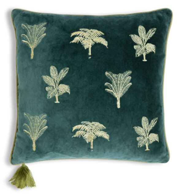 Habitat Embroidered Palm Cushion - Green -43X43cm - image 1