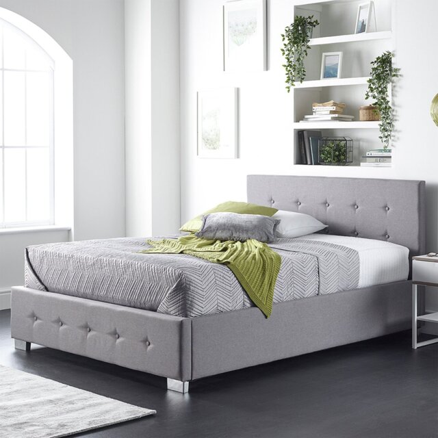 Aspire Linen Double Side Lift Ottoman Bed - Grey - image 1