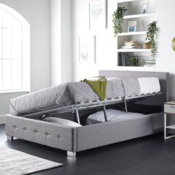 Aspire Linen Double Side Lift Ottoman Bed - Grey - thumbnail 2