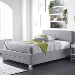 Aspire Linen Double Side Lift Ottoman Bed - Grey - thumbnail 1