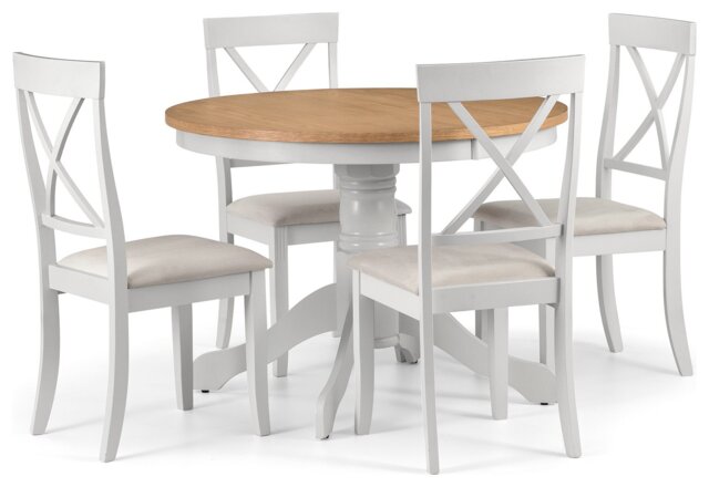 Julian Bowen Ivory Dining Table & 4 Grey Chairs - image 1