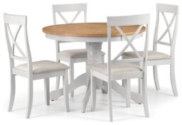 Julian Bowen Ivory Dining Table & 4 Grey Chairs - thumbnail 1
