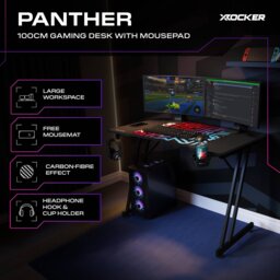 X Rocker Panther MKII Gaming Desk - Black - thumbnail 2