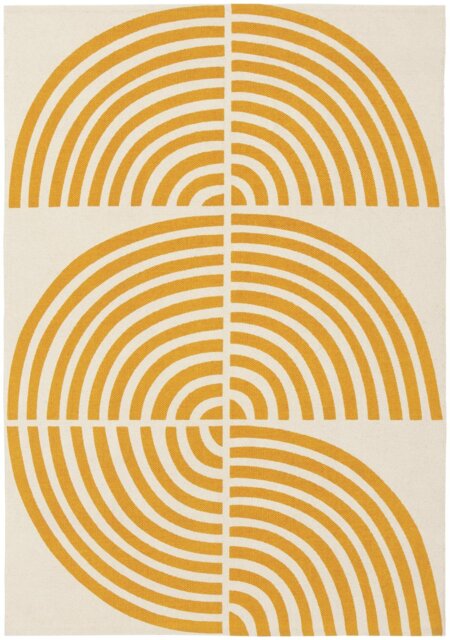Habitat Global Swirl Yellow Cotton Flatweave Rug -120X170cm - image 1