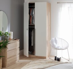 Habitat Munich 2 Door Wardrobe - White & Oak Effect - thumbnail 2