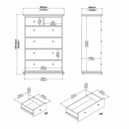 Tvilum Paris 6 Drawer Chest - White - thumbnail 2