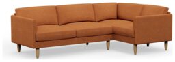 Hutch Slim Fabric Curve Arm 5 Seater Corner Sofa - Rust - thumbnail 1