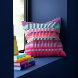 Margo Selby Buster Cushion - Red - 43x43cm - thumbnail 1