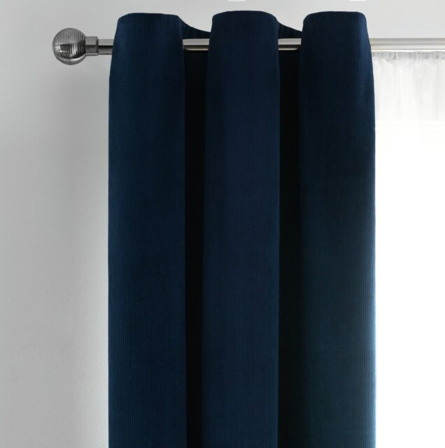 Habitat Cord Eyelet Curtains - Navy - 117x137cm - image 1