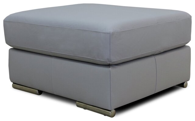 Argos Home Valenica Leather Ottoman Footstool - Grey - image 1