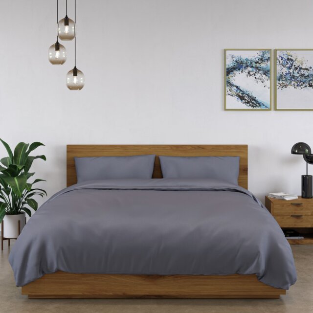 Panda Bamboo Urban Grey Fitted Sheet - Double - image 1