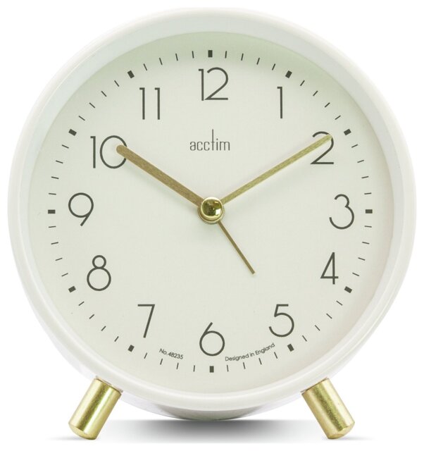 Acctim Fossen Metal Alarm Clock - White - image 1