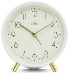 Acctim Fossen Metal Alarm Clock - White - thumbnail 1