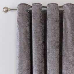 Argos Home Crushed Velvet Eyelet Curtains - Charcoal - 229x229cm - thumbnail 1